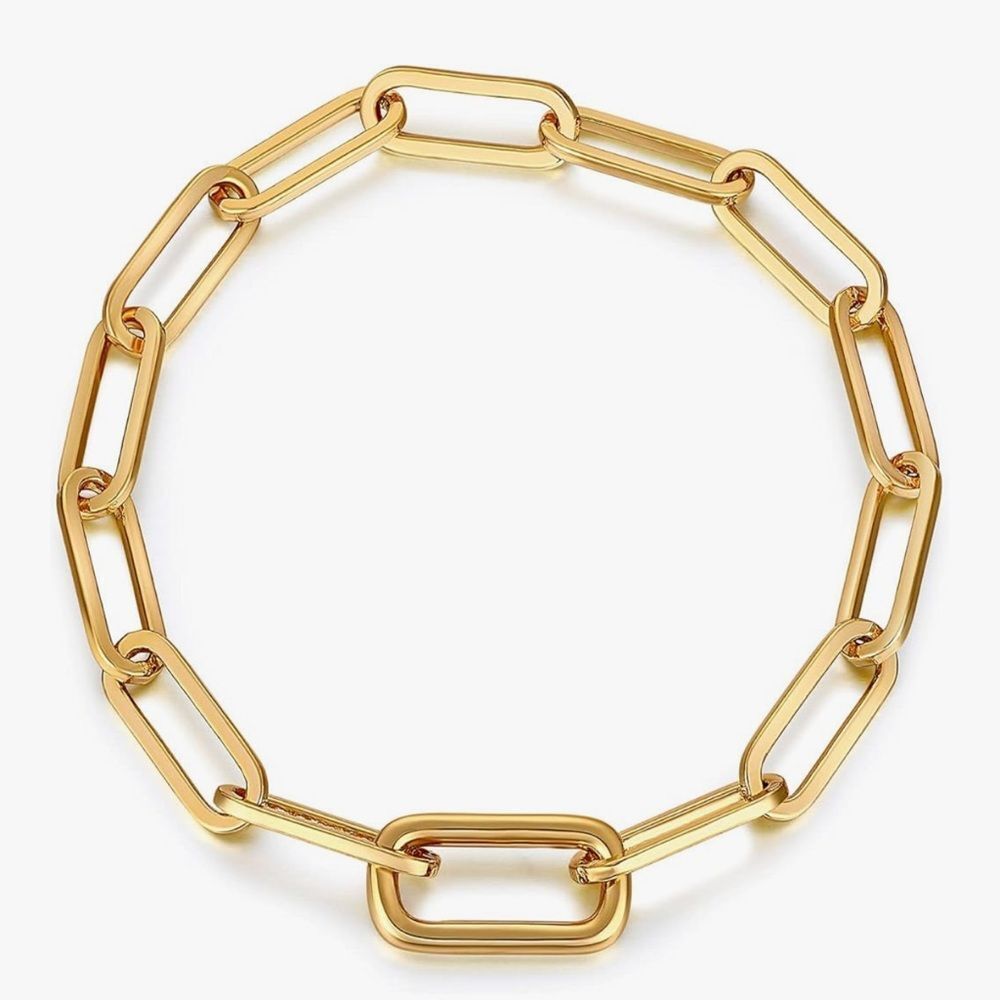 New 18k Gold Plated Paperclip Link Bracelet For Women